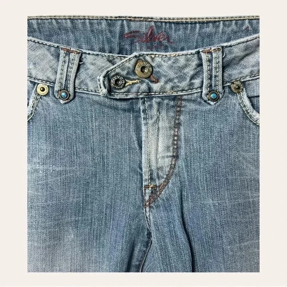 0825. SILVER JEANS DENIM JEANS FLARE LEG SIZE 27 LIGHT WASH DENIM IN COLOR - Picture 5 of 10